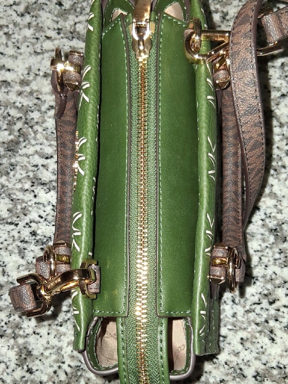 Michael Kors Amazon Green MK Sm.Logo Marilyn Monogramed Satchel Crossbody - Picture 5 of 11